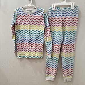 Primary Rainbow Chevron Stripes Long Pajamas